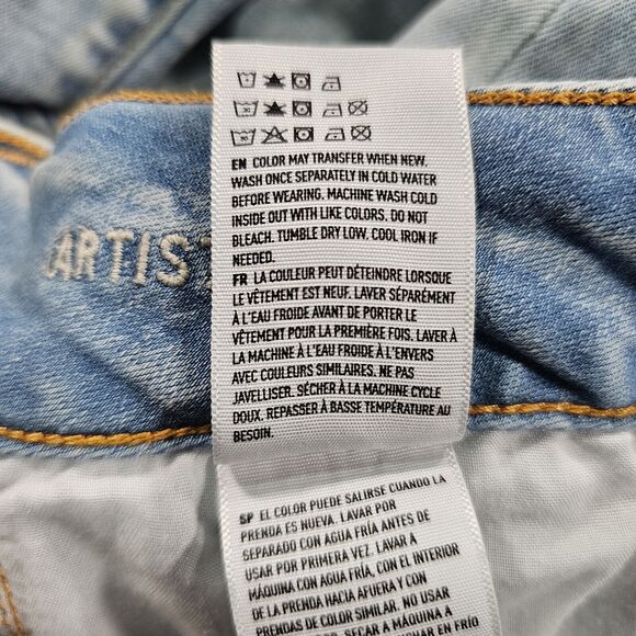 American Eagle WOMENS SIZE 2 Artist Crop Jeans Blue Low Rise Denim Distressed - Picture 14 of 16
